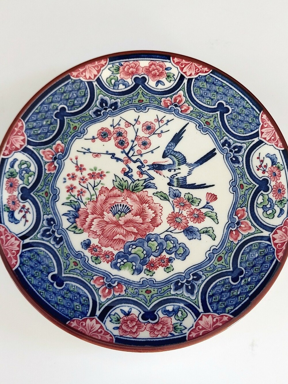 Vintage Japanese Imari Plates Set of 4 - Swallows & Peonies Fine China Japan